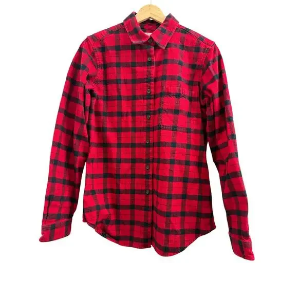 Filson Alaskan Guide Shirt Red Black Buffalo Check Brushed Cotton Shirt Medium